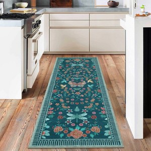 Modern Machine Washable Area Rugs,Large Carpet for Bedroom Living Room, Low Pile Non-Slip Area Rugs for Playroom Dining Room Office Decor, Dark Green - 1 of 4