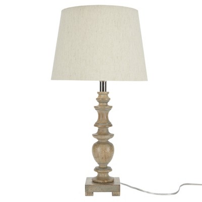 24" Farmhouse Natural Carved Wood Table Lamp - Nourison