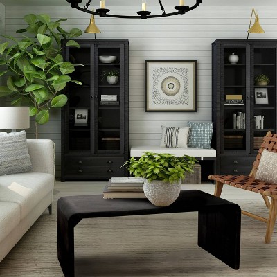 45 in Black Mango Wood Waterfall Edge Coffee Table