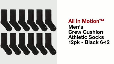 All in Motion Men’s NO-SHOW Sock 8 Pairs BLACK sz 6-12 Arch Support Zone  Cush
