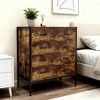 4-Drawer Industrial Style Dresser, Rustic Brown MDF Wood Storage Chest with Sturdy Steel Frame, Clothes Organizer Cabinet for Bedroom Living Room - 3 of 4