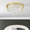 Dewdrop Modern  Flush Mount Ceiling Light, Round Drum Fixture with Frosted Glass Shade for Bedroom Hallway Living Room - 2 of 4