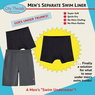 City Threads Men's Quick-Dry Separate Swim Liner for Under Trunks - Black, XX Large — фото 2