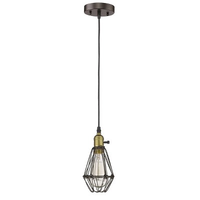 Chloe Lighting Charles Industrial-Style 1 Light Rubbed Bronze Ceiling Mini Pendant 8"Shade