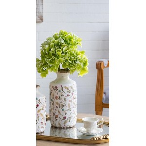 ORRD 8.1x5.7x9.1" Round Ceramic Pitcher Vase with Multi-Colored Floral Motifs - 1 of 4