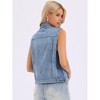 INSPIRE CHIC Women's Sleeveless Turndown Collar Button Down Chest Flap Pockets Washed Denim Vest - 4 of 4