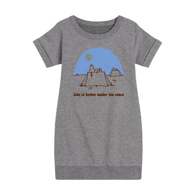 - Peanuts - Life Is Better Under The Star Graphic Short Sleeve Fleece Dress