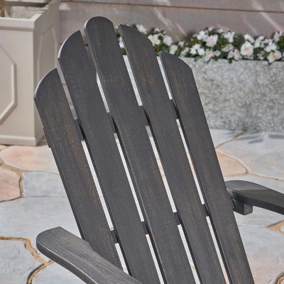 Cara Dark Gray Foldable Acacia Wood Adirondack Chair
