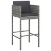 vidaXL Patio Bar Set Outdoor Wicker Table and Stool with Cushions Poly Rattan - Gray 4 Piece - 3 of 4