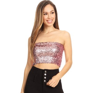 Anna-Kaci Women's Strapless Glitter Sequin Sparkle Bandeau - 1 of 4