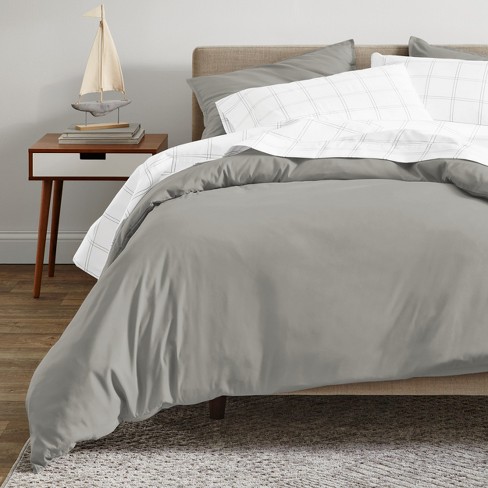 Bare Home Organic Cotton Percale Fitted Sheet Queen - Grey