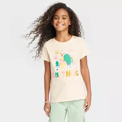Girls' Short Sleeve 'Achieve Anything' Graphic T-Shirt - Cat & Jack™ Cream