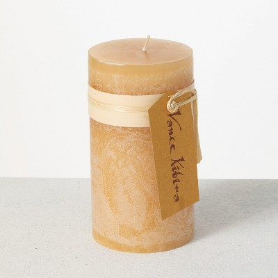 Vance Kitira 6" Sand Timber Pillar Candle ,Scentless, Clean-Burning, Environmental Friendly