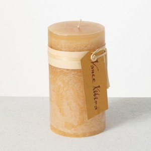 Vance Kitira 6" Sand Timber Pillar Candle ,Scentless, Clean-Burning, Environmental Friendly - 1 of 4