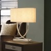 ALOADECOR 2-Light 24'' Modern Elegant Polished Nickel Minimalist Stainless Steel Table Lamp With Ivory Fabric Shade For Entryway Living Room Bedside - 2 of 4