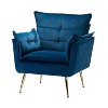 Jonat Contemporary Velvet Wooden Upholstered Armchair with Metal Legs for Bedroom and Living Room | ARTFUL LIVING DESIGN - 2 of 4