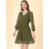 Allegra K Women's Swiss Dots Elastic Waist 3/4 Sleeve A-line Solid Flowy Chiffon Dress - 3 of 4