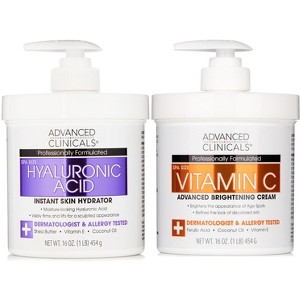 Advanced Clinicals Vitamin C Body Cream + Hyaluronic Acid Body Cream for Dark Spots. Set of Two 16 Oz - 1 of 4