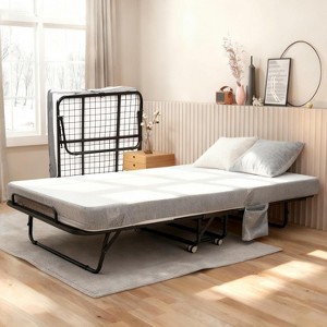 RONSHIN Folding Bed with 5" Memory Foam Mattress, Folded Bed on Wheels, Metal Frame for Guest Bedroom Office, Space Saving Roll Away Bed for Adults - 1 of 4