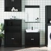 vidaXL Berg 3 Piece Bathroom Furniture Set in Black Solid Pine Wood Including Sink Cabinet, Standing Cabinet and Mirror - 2 of 4