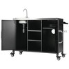 YOOCOZZ Metal Outdoor Rolling Grill Cart & Kitchen Island with Stainless Steel Top and Sink - Black - 3 of 4