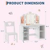 Garvee Kids Vanity Table Set, Princess Makeup Desk & Chair Set with touch Light Detachable Tri-Folding Mirror,Pretend Play Vanity Set - 3 of 4