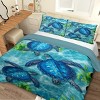 Hachikiko Full Size Sea Turtle Duvet Cover Set - 3D Ocean Print, Ultra-Soft Microfiber, 3-Piece Kids Bedding (Duvet Cover + Pillowcases) - 2 of 4