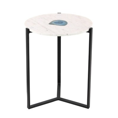 Modern Marble and Metal Accent Table White - Olivia & May