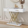 ELECWISH Console Table, White Modern Entryway Desk with Drawer, 39’’ Hallway Stand with Geometric Gold Base - 2 of 4