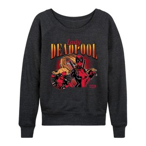 Women's - Marvel - Lady Deadpool Lightweight French Terry Wide Neck Long Sleeve Shirt - 1 of 4