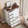 5 Drawers Dresser for Bedroom, Farmhouse Tall Chest of Drawers with Sliding Barn Door - 4 of 4