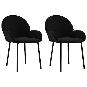 vidaXL Dining Chairs, 2 Pcs, Black Velvet - 1 of 4