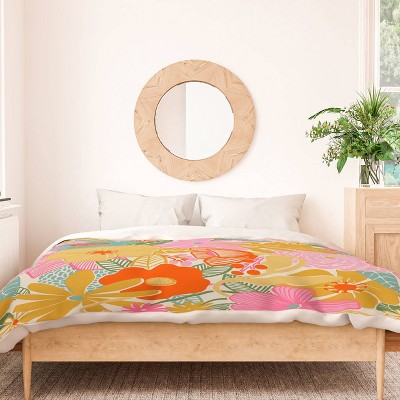 Deny Designs Megan Galante 60s Retro Floral King Duvet Cover Set Gold