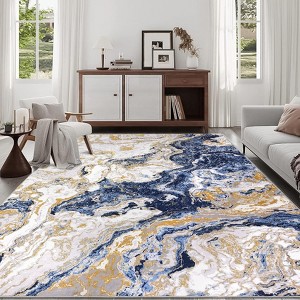 Abstract Marble Accent Rug, Soft Luxury Carpet for High Traffic Areas, Washable Rugs - 1 of 4