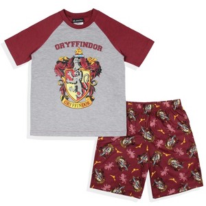 Harry Potter Boys' Hogwarts All Houses Sleep Pajama Set Shorts Multicolored - 1 of 4