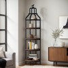 Hommoo 4-Tier Industrial Bookshelf with Bird Cage Design Brown - 2 of 4