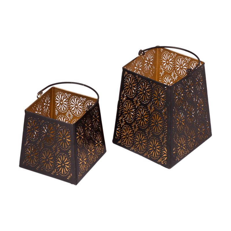 Lexi Home 2-Piece Candle Holders Lanterns Flower Cut, 3 of 7