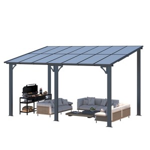 CLIHOME 14 ft. x 8 ft. Aluminum Sloped Roof Hardtop Pergola with UV-Blocking Polycarbonate Patio Cover for Outdoor Living - 1 of 4