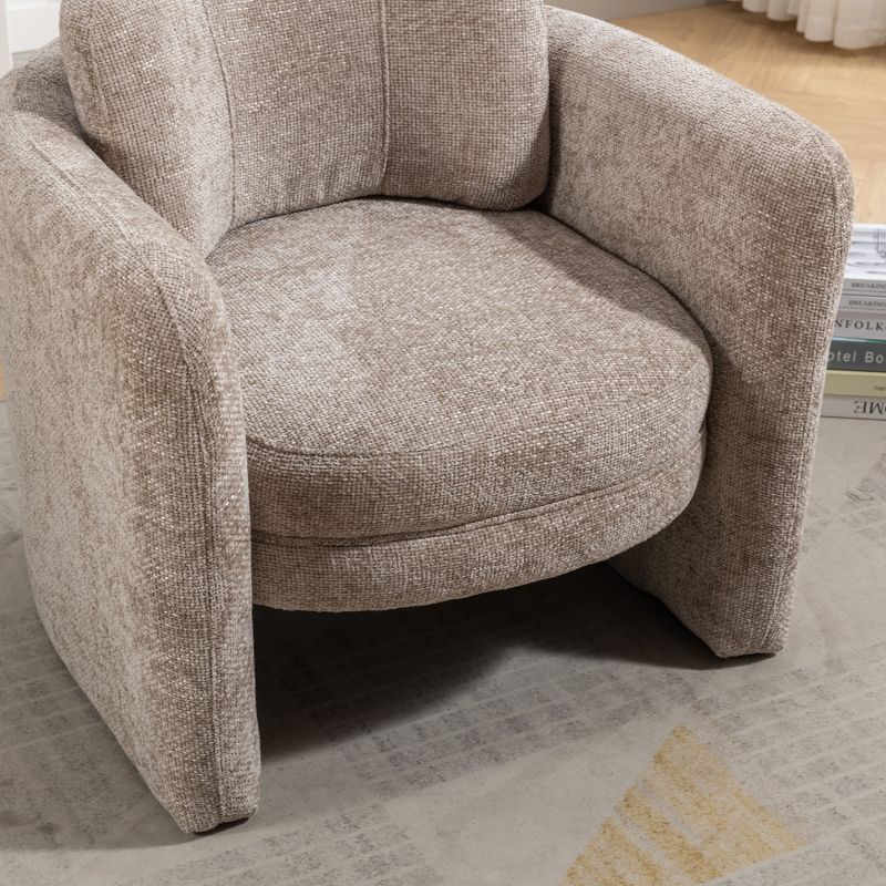 Zen 21" W Modern Barrel Accent Chair Armchair,Curved Streamlined Silhouette Woven Velvet fabric Armchair,Upholstered Barrel Chairs-Maison Boucle, 5 of 9