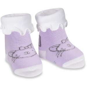 Pavilion Gift Company - Soft Lavender Kitty - 0-3 Months Socks - Socks - 1 of 4