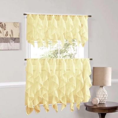 Sheer Voile Vertical Ruffle Window Kitchen Curtain by Sweet Home Collection®