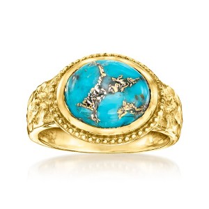 Ross-Simons Turquoise Ring in 18kt Gold Over Sterling Size 8 - 1 of 4