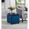18 Inch Square Storage Ottoman Bench, Storage Bench with coffee tray,coffee table for Living Room Ottoman foot rest, BEIGE velvet fabric, Blue - 3 of 4