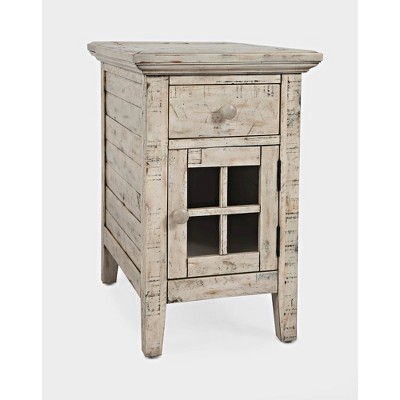 Rustic Shores Cream Acacia USB Charging End Table with Storage