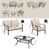 Tangkula 4 PCS Patio Furniture Set Outdoor Sectional Conversation Set w/Coffee Table & Cushions - 3 of 4