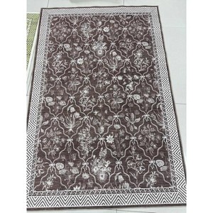 Coucheta Washable Area Rugs Ultra Soft Faux Wool Retro Rugs for Bedroom, Dining Room, Non Slip Non-Shedding Low Pile Vintage Print Rug - 1 of 1