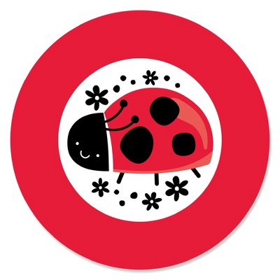 Big Dot of Happiness Happy Little Ladybug - Baby Shower or Birthday Party Circle Sticker Labels - 24 Count