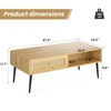 FURNIinspire Coffee Tables Modern Wooden Rectangular Coffee Table, Center Table With Rattan Door Drawer For Living Room, Wood color, 23.2"*47.2"*17.7" - 3 of 4
