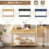 PAGED Retro Console Table with Gold Accents,Entryway Table with Geometric Drawers & 2-Tier Storage -Paulownia Veneer, Entryway Sofa Table - 4 of 4
