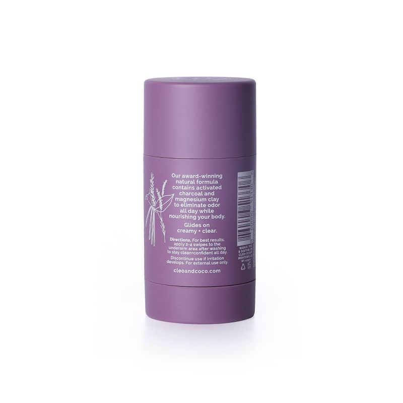 cleo+coco. Natural Charcoal Deodorant For Men and Women - Aluminum Free - Lavender Vanilla - 1.7oz, 5 of 12